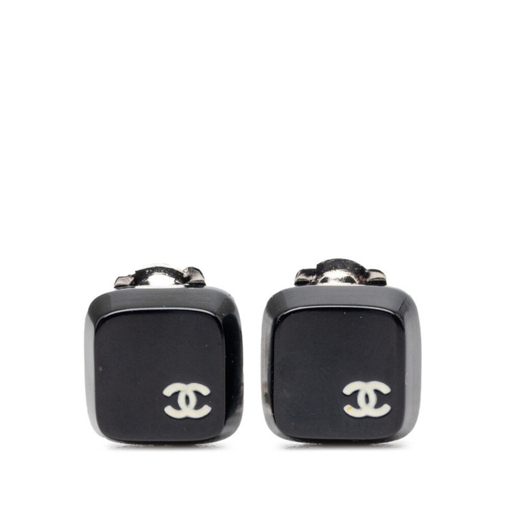 CHANEL Silver Logo Earrings